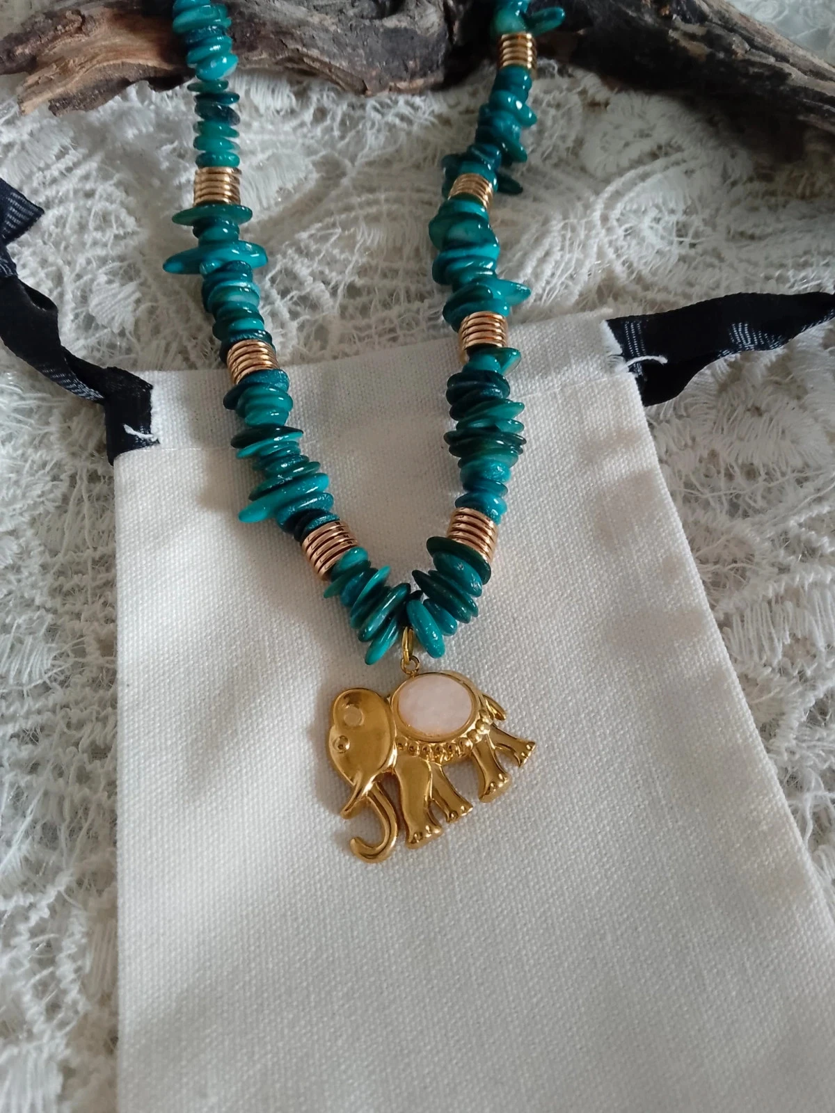 Rose quartz elephant necklace and necklace ne n'acre – photo 2